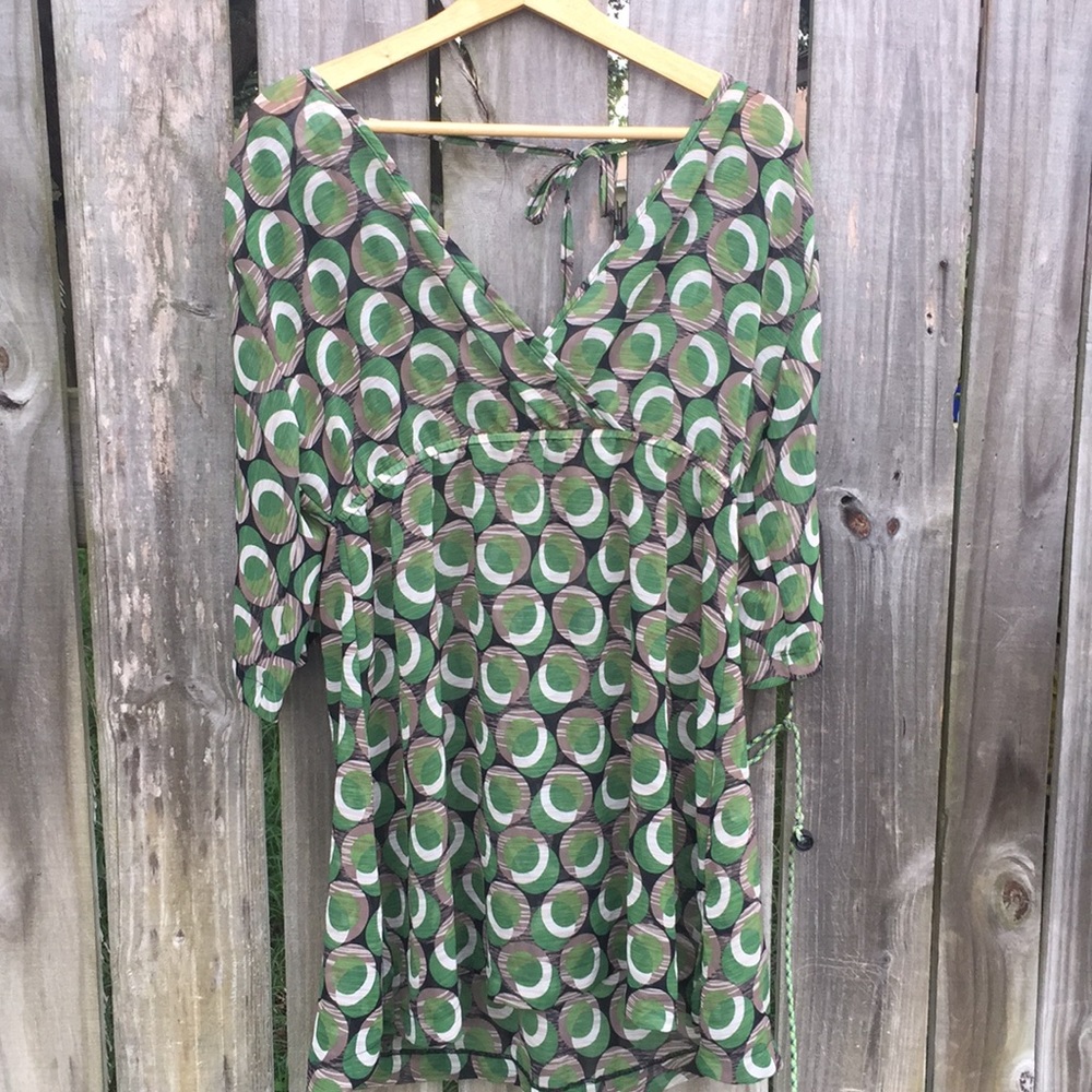 Kenneth Cole Green Patterned Swim Coverup Sz M EUC